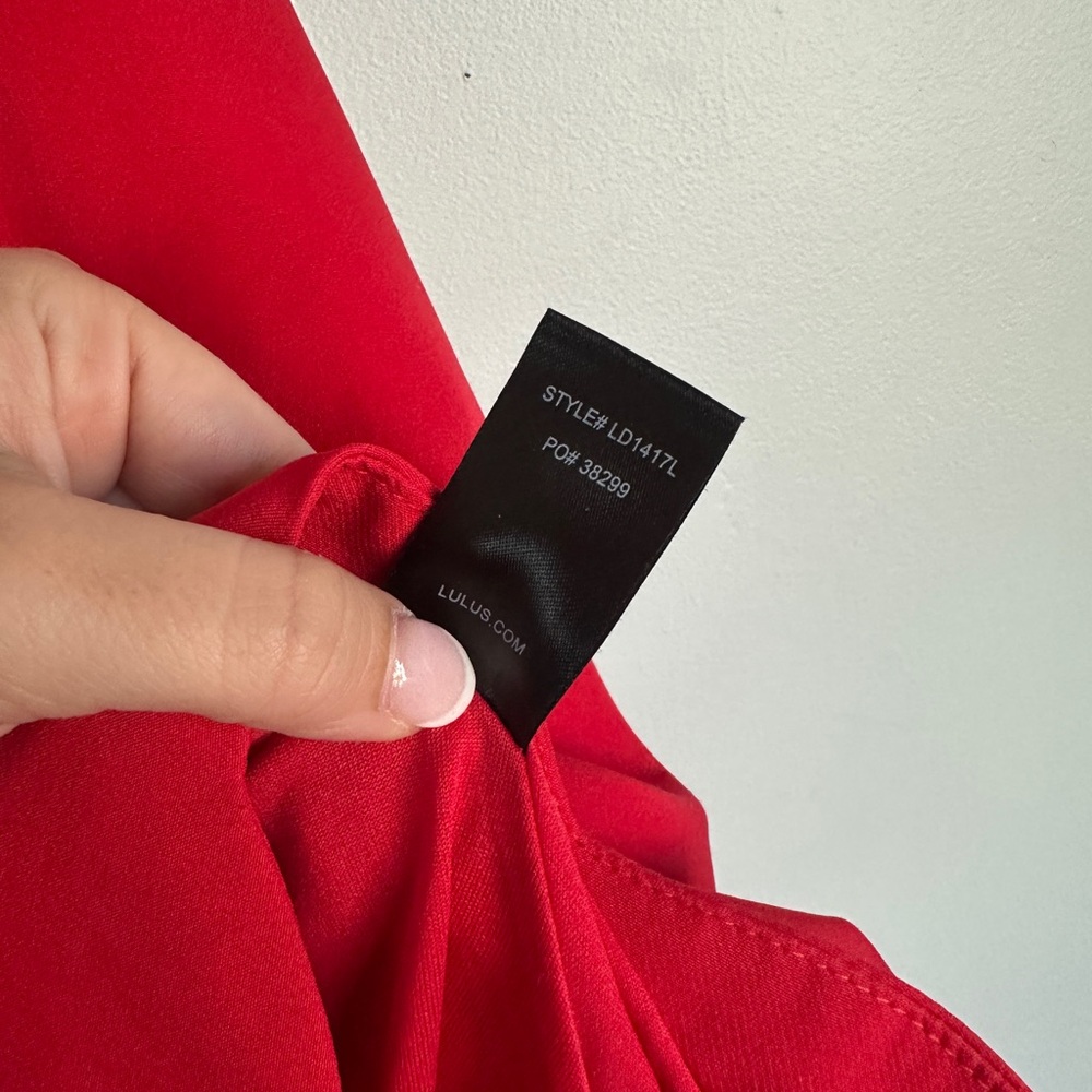 Lulu's Red Scalloped Adjustable Spaghetti Strap Open Back Mini Dress - Picture 6 of 8